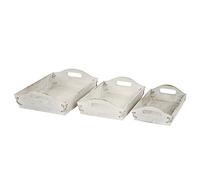 Juego de 3 bandejas HWC-C50, bandeja de madera para desayuno, bandeja decorativa, estilo Shabby