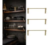 Juego de 3 barandillas de latón anticaída para estantes de Cocina, Barras de protección metálicas, Valla Decorativa para estantes con 2 barrotes (97 c