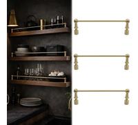 Juego de 3 barandillas largas de latón para estantes de Cocina, barandillas metálicas anticaída, Valla Decorativa para estantes con 2 barrotes, 71 cm