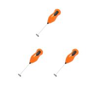 Juego de 3 batidores eléctricos de mano para huevos, espumador de leche, uso doméstico, cocina, acero inoxidable, licuadora de bebidas, mezclador de café, naranja y amarillo