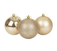 Juego de 3 Bolas de champán Grandes de PVC inastillables de 20 cm, Acabado Brillante, Mate, con Acabado Brillante, Juego Surtido de Bolas de Navidad, Decoraciones Colgantes Festivas para árbol de