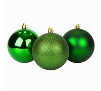 Juego de 3 Bolas Grandes de PVC de Color Verde Oscuro, inastillables, Brillantes, Mate, con Acabado Brillante, Juego Surtido de Bolas de Navidad, decoración Festiva para Colgar en el árbol de Navidad