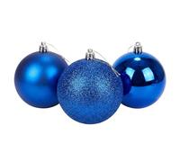 Juego de 3 Bolas Grandes de PVC inastillables de 20 cm, Color Azul Oscuro, Mate, Acabado Brillante, Bolas de Navidad con Acabado Brillante, Juego Surtido de Adornos para Colgar en el árbol de Navidad