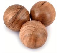 Juego de 3 Bolas Redondas Decorativas de Madera de Acacia para de Mesa Navideño | Decoración de Mesita y Hogar (Set de 3), (3" x 3" x 3"), No