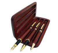 Juego de 3 bolνgrafos de madera con estuche de regalo. Bolνgrafo de lujo con fuente de escritura y bolνgrafo de gel de lujo con recargas de tinta