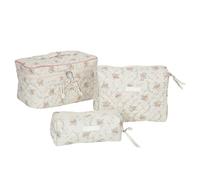Juego de 3 bolsas de aseo de viaje para maquillaje de gran capacidad, con estampado de flores, cosméticos y bolígrafos de almacenamiento de mano, do, A01, Belleza masiva