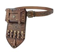 Juego de 3 bolsas de piel sintética con cinturón de alquimia medieval con 5 viales de poción, riñoneras de equipo de fantasía para cosplay, Brown, Talla única