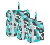 Juego de 3 bolsas de viaje reutilizables, color azul turquesa, gris ahumado, color gris oscuro, bolsas de almacenamiento transparentes, organizadores de ropa y almacenamiento