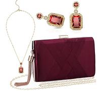 Juego de 3 bolsos para mujer, bolso de noche, bolso vintage para boda, banquete, bolso retro, pendientes y collar, conjunto de joyas, Terciopelo, poliéster mezclado, Terciopelo