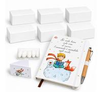 Juego de 3 bomboneras de pequeño príncipe - Cuaderno ilustrado con bolígrafo de bambú, caja de regalo y tarjeta temática, bautizo, comunión, cumpleaños, regalo