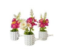 Juego de 3 bonitos jarrones de flores con ramo, clips de ventilación de coche y ambientador, accesorios de decoración de coche con aroma fresco (mármol, S)