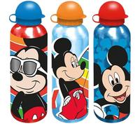 Juego de 3 botellas de agua de Mickey Mouse para niños, aluminio azul cielo, rojo y azul, a prueba de fugas y sin BPA, duraderas, ligeras, para escuela, deportes, viajes y guardería, 21 cm cada una
