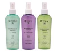 Juego de 3 botes de 200 ml en spray de agua de rosas, con aloe vera, té verde y tóneres hialurónicos, cuidado facial, cosmética natural ECOCERT de Rosense, vegano y dermatológicamente probado, sin