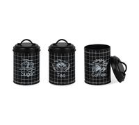 Juego de 3 botes metálicos de almacenaje para azúcar café y té en color negro