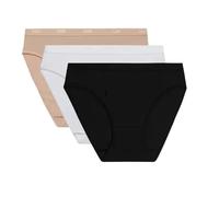 Dim Bragas mujer Les Pockets Ecodim Coton – Pack de 3, Talla L (44/46) – Blanco/Piel/Negro