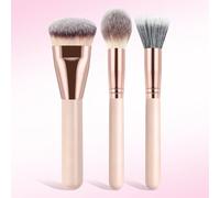 Juego de 3 brochas de maquillaje facial de alta calidad, ultra suaves, sin crueldad animal, con asas ergonómicas, kit esencial para polvo de crema líquida (albaricoque)