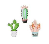 Juego de 3 broches esmaltados con diseño de cactus de dibujos animados, insignias, chaquetas, camisas, bolsos, decoración, útiles y atractivos
