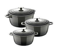 Juego de 3 Cacerolas de Ø20Ø24Ø28cm y 2,4L, 4,4L y 6,5L con tapas en Aluminio fundido en color Gris EXCALIBUR Bergner