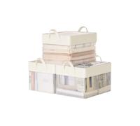 Juego de 3 Cajas de Almacenaje 40 x 30 x 25 cm Blanco Crema