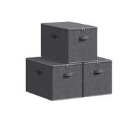 SONGMICS Cajas de Almacenamiento Plegables, Juego de 6 Organizadores en Cajas con Tapas y Asas, para Ropa, 50 x 30 x 30 cm, Tejido de Tela No Tejida, Gris Pizarra RZB050GN03