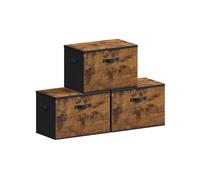 Juego de 3 Cajas de Almacenamiento Plegables 50 x 30 x 30 cm Marrón Rústico