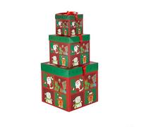Juego de 3 cajas de recuerdo de papel, torre apilable para decoración de vacaciones y eventos, adecuada para envolver artículos pequeños, cosméticos, bufandas y artículos decorativos (10-15-20 cm C)