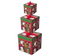 Juego de 3 cajas regalo Santas Reno árbol de Navidad - Envasado con tapas para cumpleaños, fiestas de Año Nuevo - Decoración
