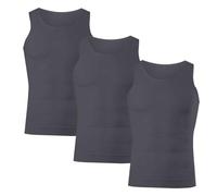Juego de 3 camisetas de compresión sin mangas para hombre, nueva versión 2026, chaleco lónico, camiseta transpirable para hombre construir un cuerpo perfecto, tops san mangas, gris, 3XL