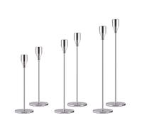 Juego de 3 candelabros plateados para velas de barra, juego de portavelas para centro de mesa, decoración moderna para bodas, fiestas, cenas, aniversarios