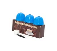 Juego de 3 cápsulas de café reutilizables con cepillo de limpieza y cuchara de colores opcionales para amantes del café