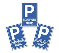 Juego de 3 carteles de aparcamiento privado de 30 x 20 cm de PVC - Alta visibilidad y resistentes a la intemperie, visibles desde lejos, ideal para uso en exteriores, instalación rápida - Larga