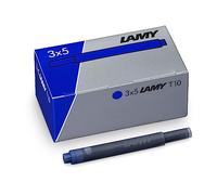 LAMY Juego de 3 cartuchos de tinta T10 con gran reserva de tinta, adecuados para todos los modelos de pluma estilográfica Lamy de 1,25 ml por cartucho, 5 unidades por paquete, color de tinta azul
