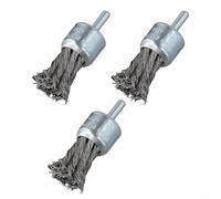 Juego de 3 cepillos de extremo de alambre de nudo de acero para amoladora de troqueles de 25 mm de diámetro, herramientas de eliminación de pintura de óxido, adecuadas para limpiar, desbarbar y pulir