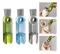Juego de 3 cepillos de limpieza de botellas multicolor 3 en 1 en forma de U, cepillo de limpieza multifuncional para el hogar, cocina, pequeñas herramientas de cepillo de silicona para vasos, tazas de