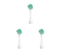 Juego de 3 cepillos de limpieza facial, cepillo de masaje facial de silicona, limpiador facial exfoliante, cabezal único, verde y blanco, 1 cabezal