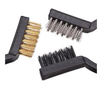 Juego de 3 cepillos de limpieza - latón, acero y nailon - Mini cepillos con mango ergonómico - Ideal para juntas de azulejos, piezas mecánicas, óxido, soldaduras y suciedad incrustada