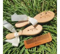 Juego De 3 Cepillos De Madera Personalizados For El Cabello, Con Grabado Personalizado, Cepillo Y Peine For Bebé, Regalo De Recuerdo For La Costra Láctea Del Bebé.
