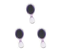 Juego de 3 cepillos de pelo para niñas y mujeres, color morado y plateado, 13,5 x 5,5 cm