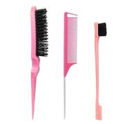 Juego de 3 cepillos para el cabello, peine para peinar el cabello, incluye cepillo de borde de doble cara y peine de cola de rata y peine de burlas para mujeres y hombres, peluqueros, fondos emitidos
