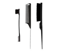 Juego de 3 cepillos para peinar el cabello, incluye cepillo de borde lateral, peine de cola y peine de burlas para mujeres, peluquería, 3 piezas, peine de peinado de nailon, cepillo de aseo para