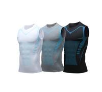 Juego de 3 chalecos modeladores iónicos de nueva edición, material de seda helada ultra transpirable, diseñado para hombres que buscan el cuerpo perfecto, camiseta sin mangas, 02#b, XXL