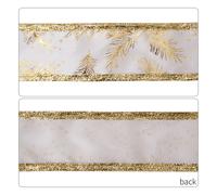 Juego de 3 cintas navideñas con alambre y diseño de agujas de pino doradas para envolver y para proyectos de decoración navideña