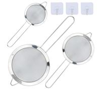Juego de 3 Colador de Cocina Acero Inoxidable 8/12/18 cm, Colador de Malla Fina con Manija, Tamiz de Harina para Alimentos y Vegetales, Separador de Salsa, Coladores de Pasta (Plateado)