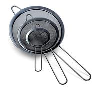 Juego de 3 coladores de malla fina negra, colador de harina negro para hornear, colador de acero inoxidable, colador de té matcha negro, separador de salsa, coladores de pasta Stasher Sieve