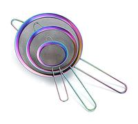 Juego de 3 coladores de malla fina Rainbow, colador de harina de colores para hornear, limpiador de acero inoxidable,colador de té matcha multicolor,separador de salsa,coladores de pasta Stasher Sieve