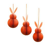 Juego de 3 Colgantes Decorativos de Panal de Abeja, Papel de Panal, decoración de Pascua, Conejo de Panal de Papel de Seda, Conejo de Pascua de Papel/cartón en Naranja, magnético, Contenido del envío