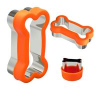 Juego de 3 cortadores de galletas de hueso de perro, acero inoxidable con cubierta de plástico, tamaños de 11,30 cm/7,49 cm/3,89 cm, moldes de galletas reutilizables para hornear y manualidades