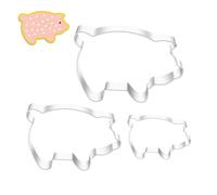 Juego de 3 cortadores de galletas en forma de cerdo, de acero inoxidable, juego de moldes de cerdo, cortadores de galletas en diferentes tamaños, herramientas para hornear