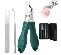 Juego de 3 cortaúñas con borde biselado de 25° a prueba de salpicaduras, cortaúñas inclinado antisalpicaduras, apertura de mandíbula ancha, cortaúñas inclinado para uñas gruesas y encarnadas, para