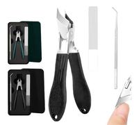 Juego de 3 cortaúñas con borde biselado de 25° a prueba de salpicaduras, tres juegos de cortaúñas biseladas con pico de águila, cortaúñas oblicuas superafiladas, mango largo inclinado (negro)